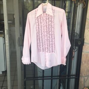 Vintage men’s classy dress shirt w/ front ruffles